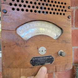 Antique Wooden Volt Meter By Weston Electrical