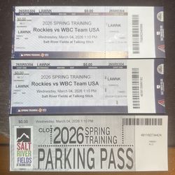 Spring Training Tickets + Parking - Rockies vs. WBC Team USA March 4, 2026, Salt River Fields