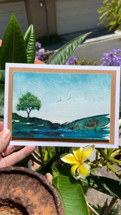 Handmade by Seller - Original Watercolor Landscape Greeting Cards - Set of 4