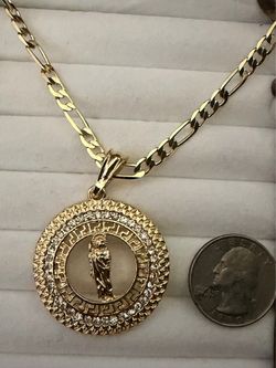 Gold-Plated Figaro Chain with Saint Pendant