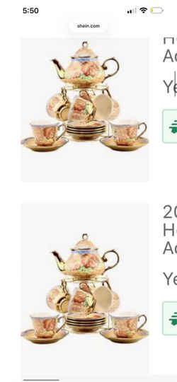 2-20 Pcs Porcelain Tea Sets With Metal Holder, Adult Tea Set Gift, European Ceramic Tea Set For Adults, Flower Tea