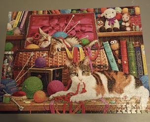 Buffalo 750 Pc  CATS “comfy spot” Puzzle (all Pieces Accounted For) 