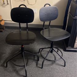 2 Black Wooden Stool Chairs 