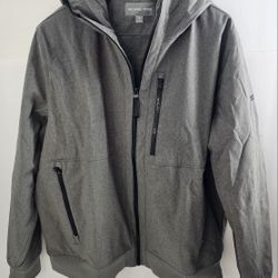 Michael Kors Men's Hooded Softshell Jacket XL Light Heather Gray Full Zip NEW