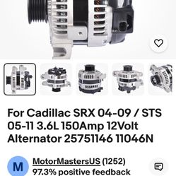 Cadillac SRX/STS 04-09’ NEW Alternator.  3.6L V6