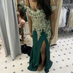 Prom Dress Green & Gold