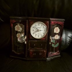 Vintage Eleco Musical Ballerina Jewelery Cabinet With Clock 