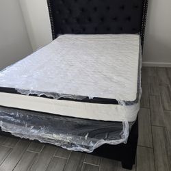 Queen Bed Frame With Mattress 