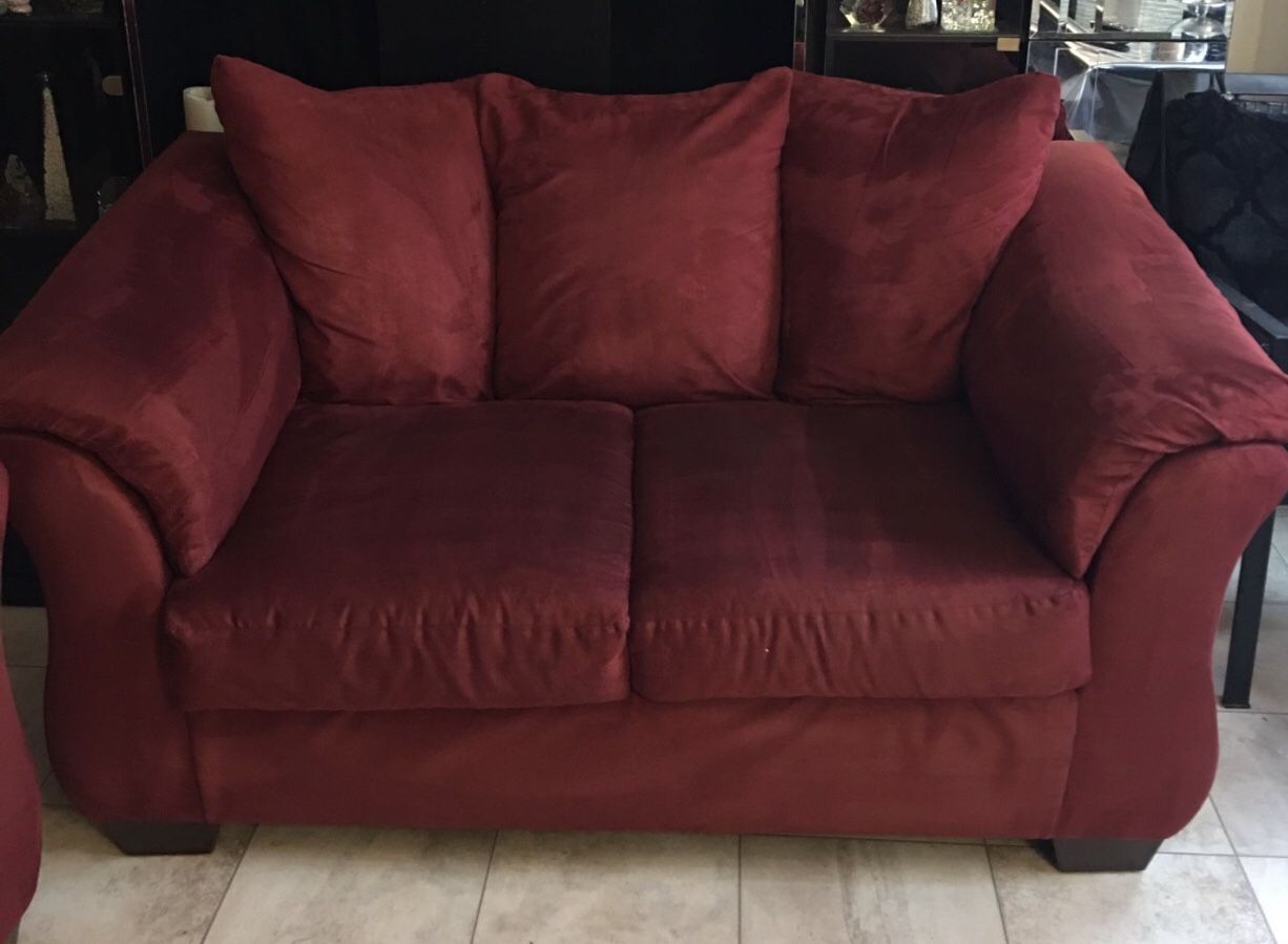 “Darcy” Red Love Seat and Chair