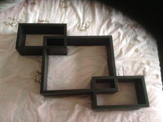 Three piece wood wall shelf set, used and in very good condition