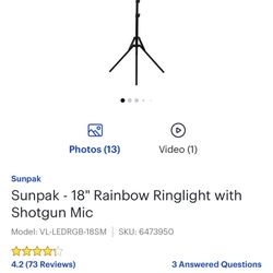 Sunpak - 18” Rainbow Ringlight with Shotgun Mic