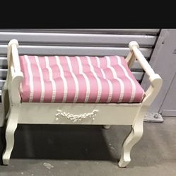 Small pink cushion storage ottoman $50. 