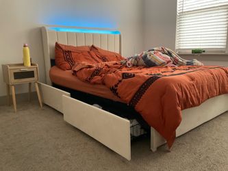 Full Sized White Bed Frame and Head Board