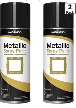 NADAMOO Metallic Spray Paint, Gold - Fast-Drying Finish for DIY Crafts, Models, Furnitures & Home Decor, Covers Plastic, Wood, Metal - 2 Cans
Located