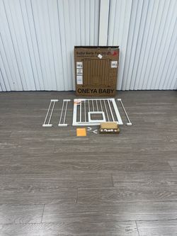 $30 #2557 (30” Tall X 29-43” Wide) Safety gate with extra cat door / perfect for baby toddler or dog / locking door