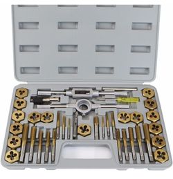XtremepowerUS 40 Piece Titanium Coated Tap & Die Hexagon Metric Set 