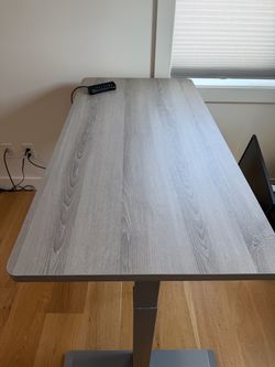 Electric Sit/Stand Desk with Gray Wood Top