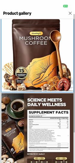 Mushroom Coffee with 15 Natural Mushrooms, Medium Roast Coffee With KSM-66 Ashwagandha & L-theanine Boosts Focus, Immunity, Energy, Mood & Gut Health,