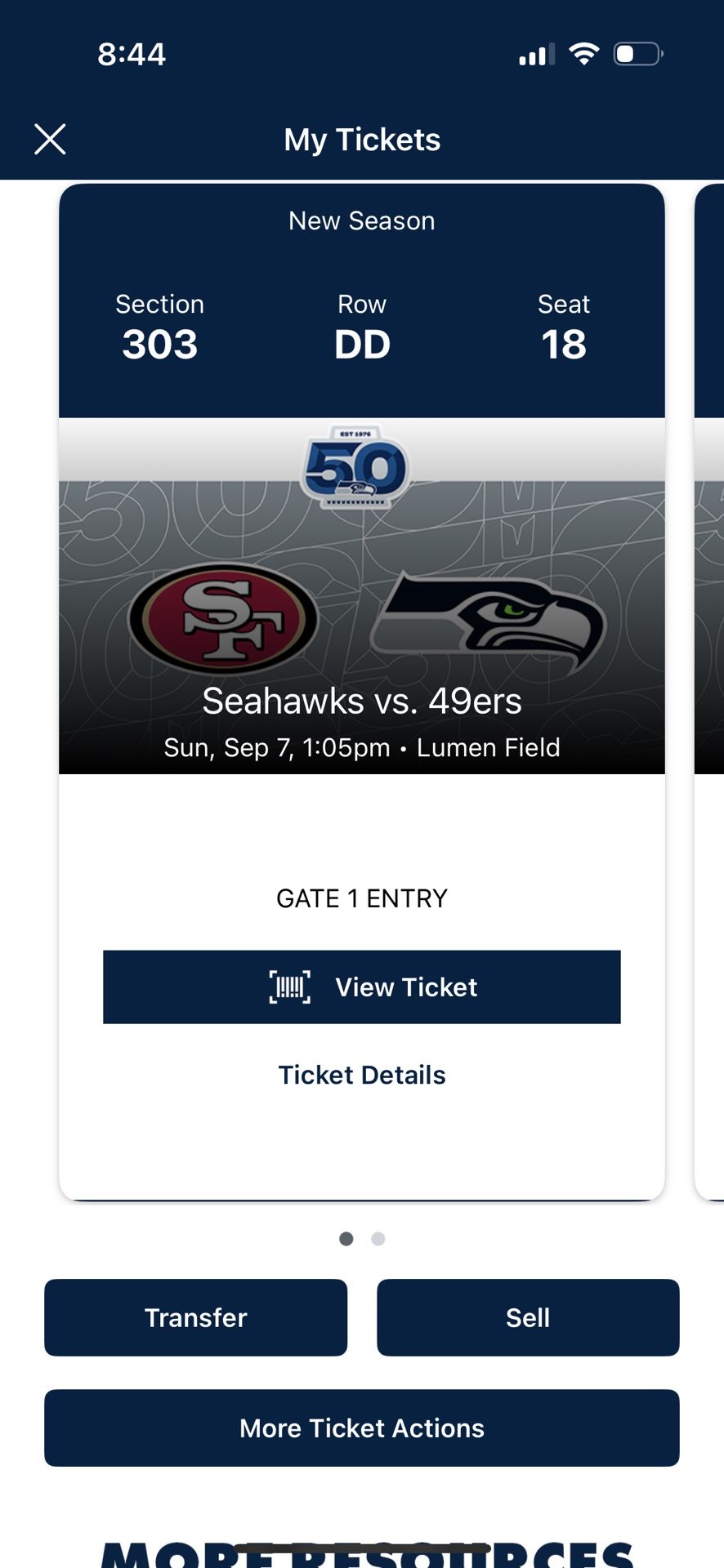 Seahawks Vs. 49ers- 2 Tickets