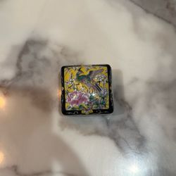  Vintage Hand-Painted Enamel Cloisonné Trinket Box - Pheasant & Peony Design