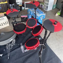 Alesis Nitro Max 8-Piece Electronic Drum Set With Bluetooth and BFD Sounds Red