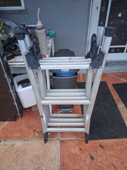 Westway PAL/M6125 is a commercial-grade, multi-purpose aluminum folding ladder measuring 12 feet 6 inches long with steel ratcheting hinges, wide-flar