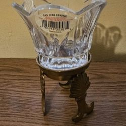24% Lead Crystal Bowl With Brass Stand
