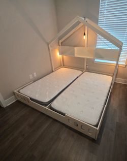 Twin Size Double Bed with Lights & Mattress
