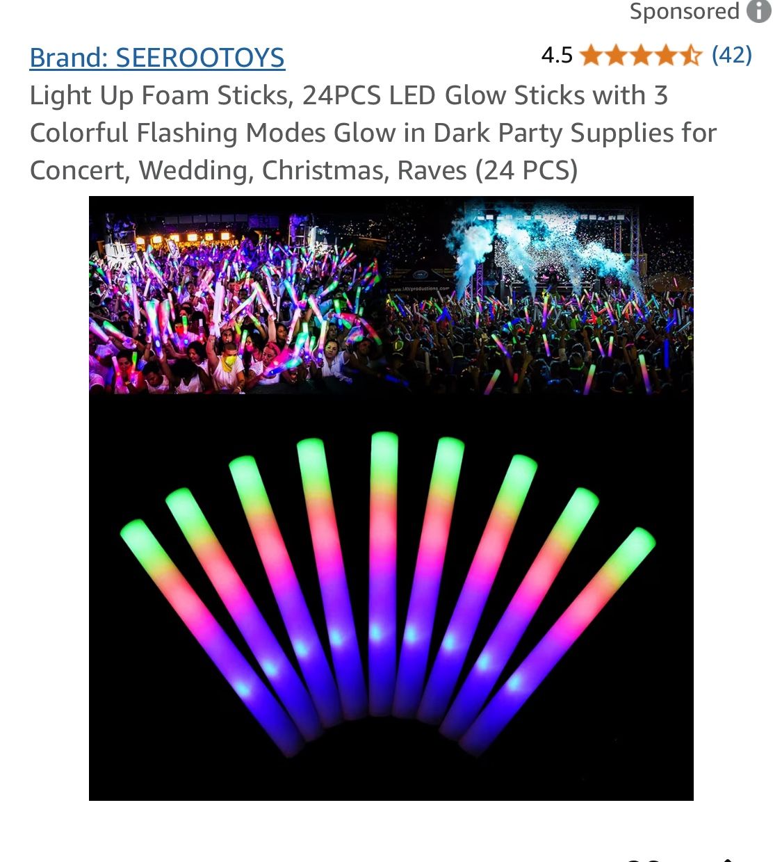 Seerootoys New 44 Led Light Up Foam Sticks