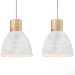 White and Wood Pendant Lights