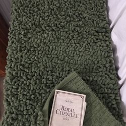 NEW Large Soft Royal Chenille Plush Dark Sage Green Throw Rug