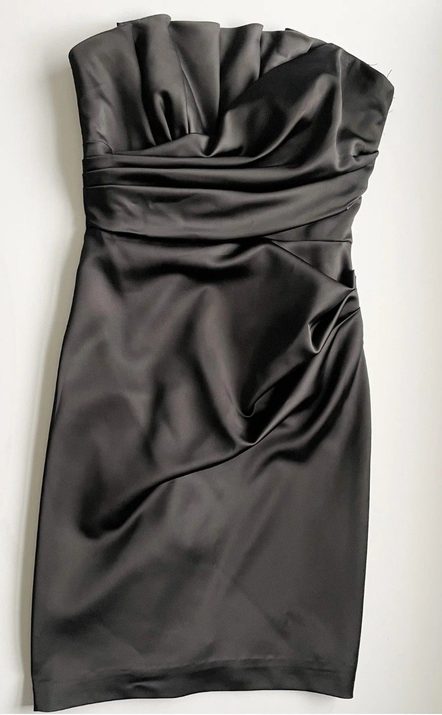 David's Bridal Black Rouched Strapless Mini Dress Size 8