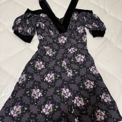 Ted Baker Black and Purple Floral Mini Dress