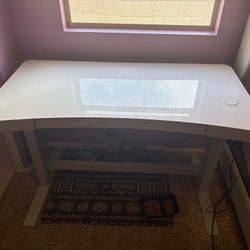 TwinStar Adjustable Desk White (Glass Top) & Entire Bed Frame , Mattress, Sheets , Blankets!!