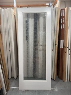 Interior door barn door closet door pantry door with decorative glass rain glass light obscured 32”x80”   Interior door 32x80 with rain glass light te