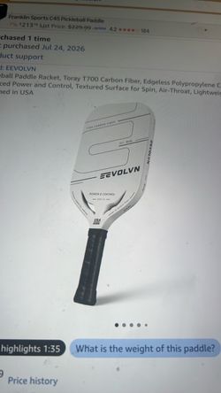 NEW EEVOLVN Pickleball Paddle Racket. Toray T700 Carbon Fiber, Edgeless Polypropylene Core, 19 mm, Balanced Power & Control, textured surface for Spin