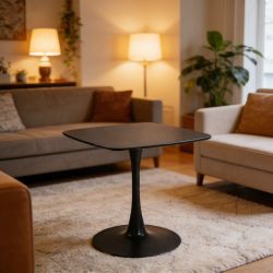 Modern 24 Inch Square Tulip Dining Table for 2-4 MDF Top Metal Base
