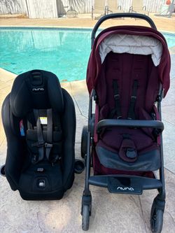 Nuna carseat & stroller $150 for both black and burgundy baby items
