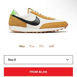 Nike Women's Daybreak sneakers in the Wheat/Black/Scream Green colorway.