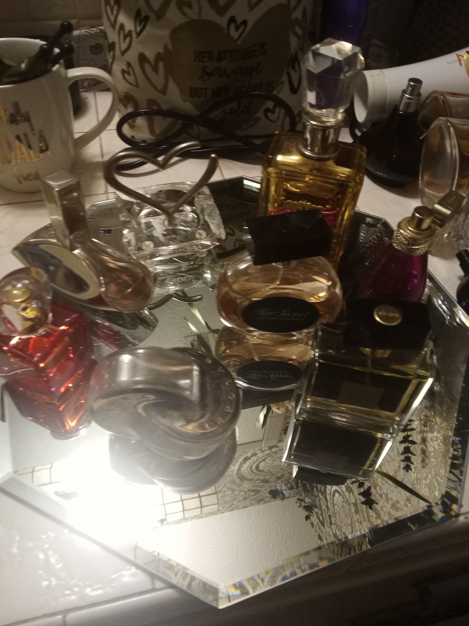 Perfume and mirror tray lot woman's fragrance