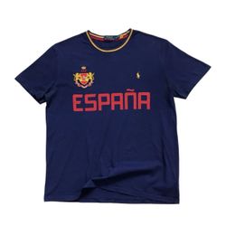 Polo Ralph Lauren Spain Shirt Large L Mens Blue World Cup Futbol Espana Big Pony