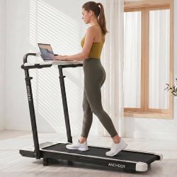 ANCHEER Treadmill with 12%/15% Incline, Folding Walking Pad with Handle Bar, 320-450lb Capacity Under Desk Foldable 3.5HP Treadmills for Home/Office/G