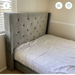 Queen Or Full Size Velvet Bed, Blue Black Or Grey