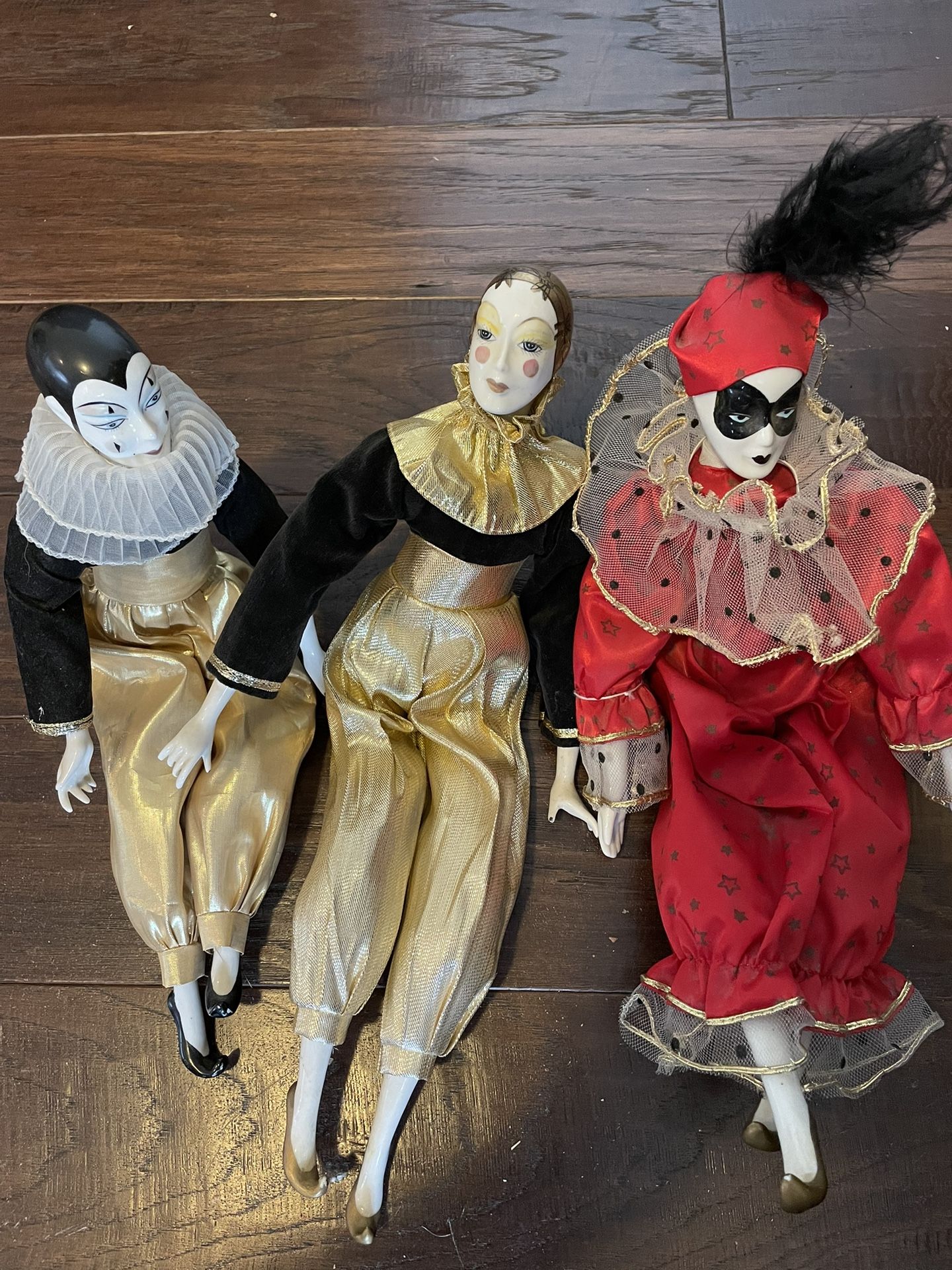3 Porcelain Clown Dolls