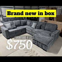 4-Piece Convertible Sectional Sleeper Sofa, Chaise Storage, Sofa Storage & USB Port