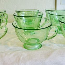 vintage uranium vaseline glass set