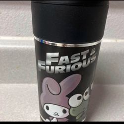 Hello Kitty / Fast and Furious Supercharged Universal Studios Parks Stainless 24oz Mug with Lid