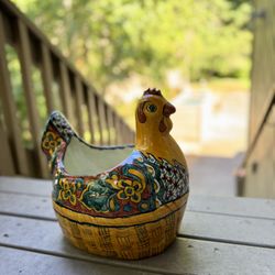 Talavera Chicken Flower/Plant Pot