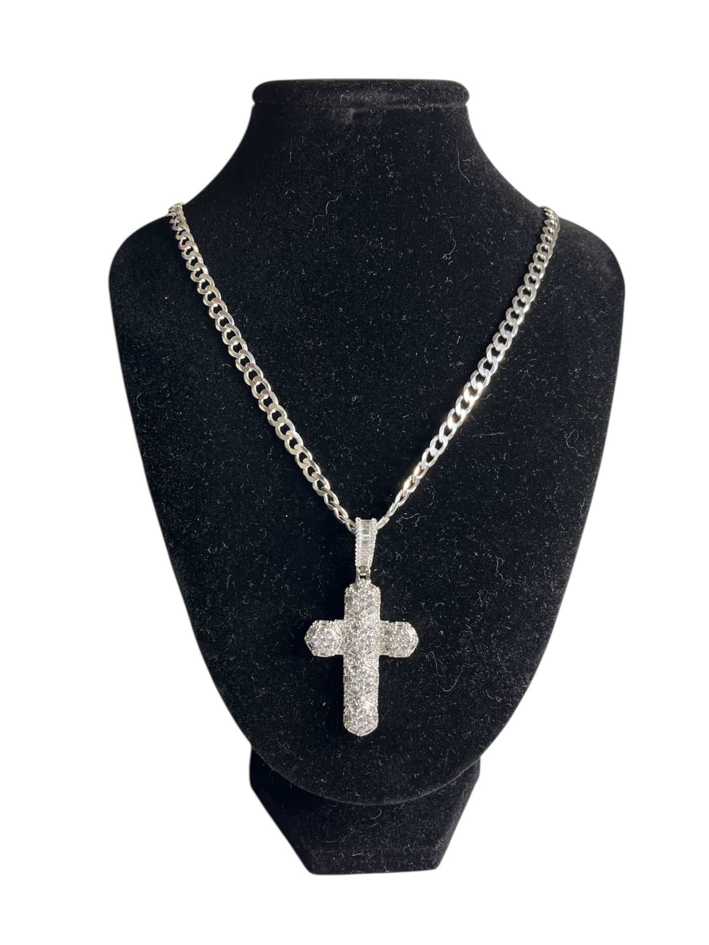 Genuine SS925 AAA CZ Cross Pendant Necklace