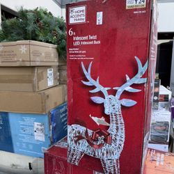  Home Accents Holiday 6 ft. Iridescent Ribbon Reindeer Holiday Yard Decoration